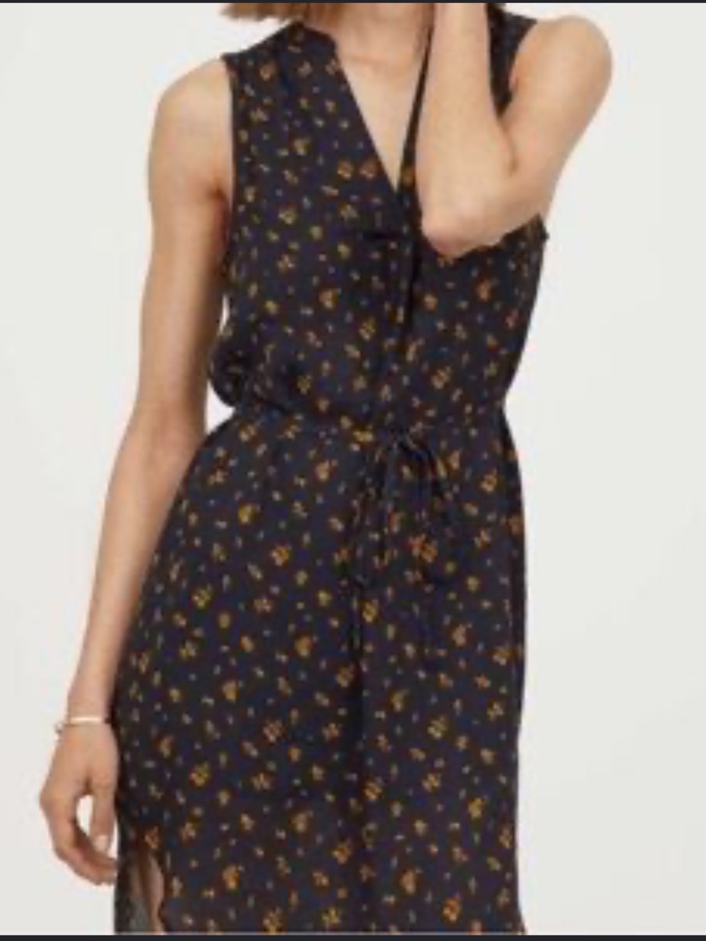 H&M Navy and orange floral print dress
